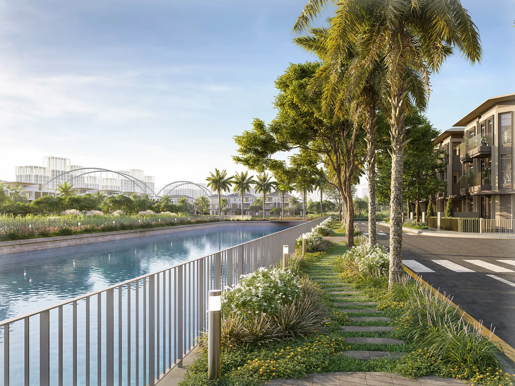 Lối dạo ven kênh trong khuôn viên Imperia Sensa Park